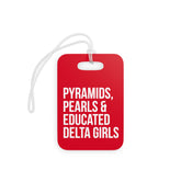 Pyramids Pearls & Educated Delta Girls Luggage Tags - Crimson & White