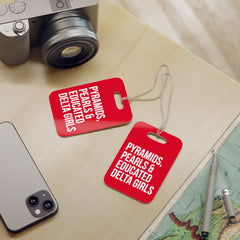 Pyramids Pearls & Educated Delta Girls Luggage Tags - Crimson & White