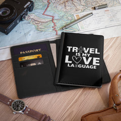 Travel Is My Love Language Icons Passport Cover - White