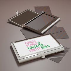 Pinkies Pearls & Educated Pretty Girls Business Card Holder - White