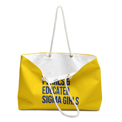 Poodles, Pearls & Educated Sigma Girls Weekender Bag - Yellow & Blue