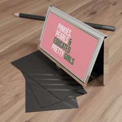 Pinkies Pearls & Educated Pretty Girls Business Card Holder - Pink