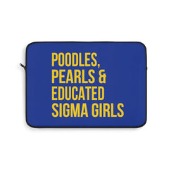Poodles Pearls & Educated Sigma Girls Laptop Sleeve - Blue