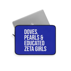Doves Pearls & Educated Zeta Girls Laptop Sleeve - Blue