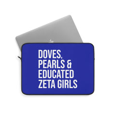 Doves Pearls & Educated Zeta Girls Laptop Sleeve - Blue