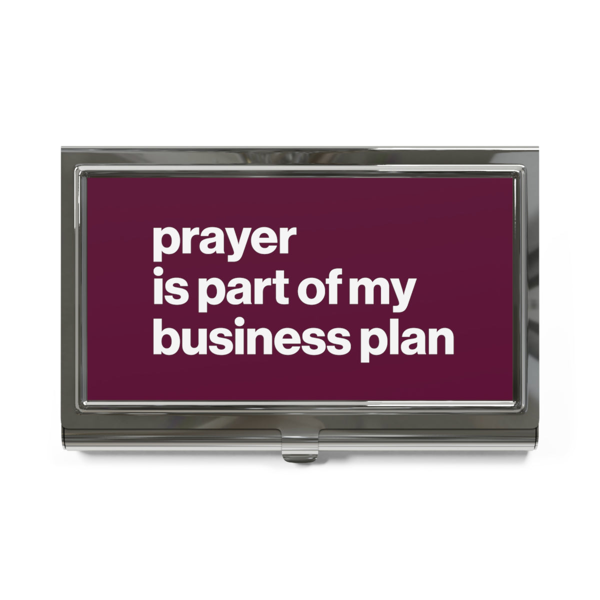 Prayer Is Part Of My Business Plan Business Card Holder - Plum