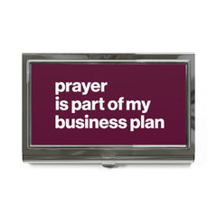 Prayer Is Part Of My Business Plan Business Card Holder - Plum