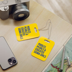 Poodles Pearls & Educated Sigma Girls Luggage Tags - Yellow