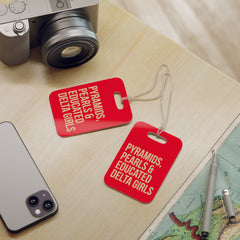 Pyramids Pearls & Educated Delta Girls Luggage Tags - Crimson & Cream
