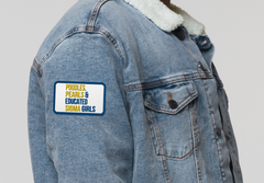 Poodles, Pearls & Educated Sigma Girls Embroidered Patch - Yellow