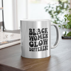 Black Women Glow Different Metallic Mug