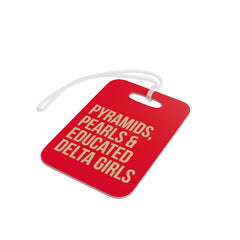Pyramids Pearls & Educated Delta Girls Luggage Tags - Crimson & Cream