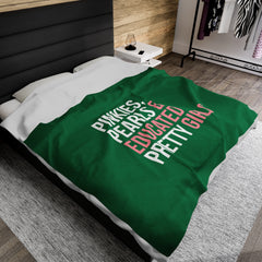 Pinkies Pearls & Educated Pretty Girls Plush Blanket - Green