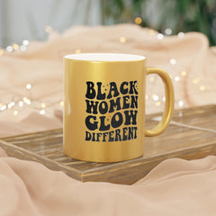 Black Women Glow Different Metallic Mug