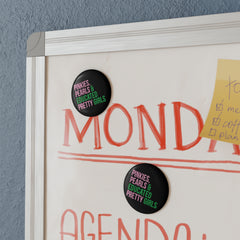 Pinkies Pearls & Educated Pretty Girls Round Porcelain Magnet - Black