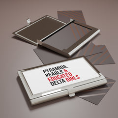 Pyramids Pearls & Educated Delta Girls Business Card Holder - White