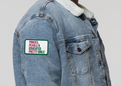 Pinkies, Pearls & Educated Pretty Girls Embroidered Patch - Pink