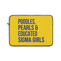 Poodles Pearls & Educated Sigma Girls Laptop Sleeve - Yellow