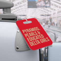 Pyramids Pearls & Educated Delta Girls Luggage Tags - Crimson & Cream