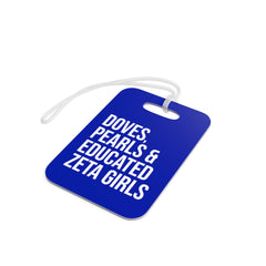 Doves Pearls & Educated Zeta Girls Luggage Tags - Blue