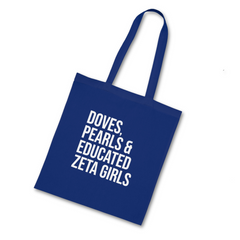 Doves Pearls & Educated Zeta Girls Cotton Tote Bag - Blue