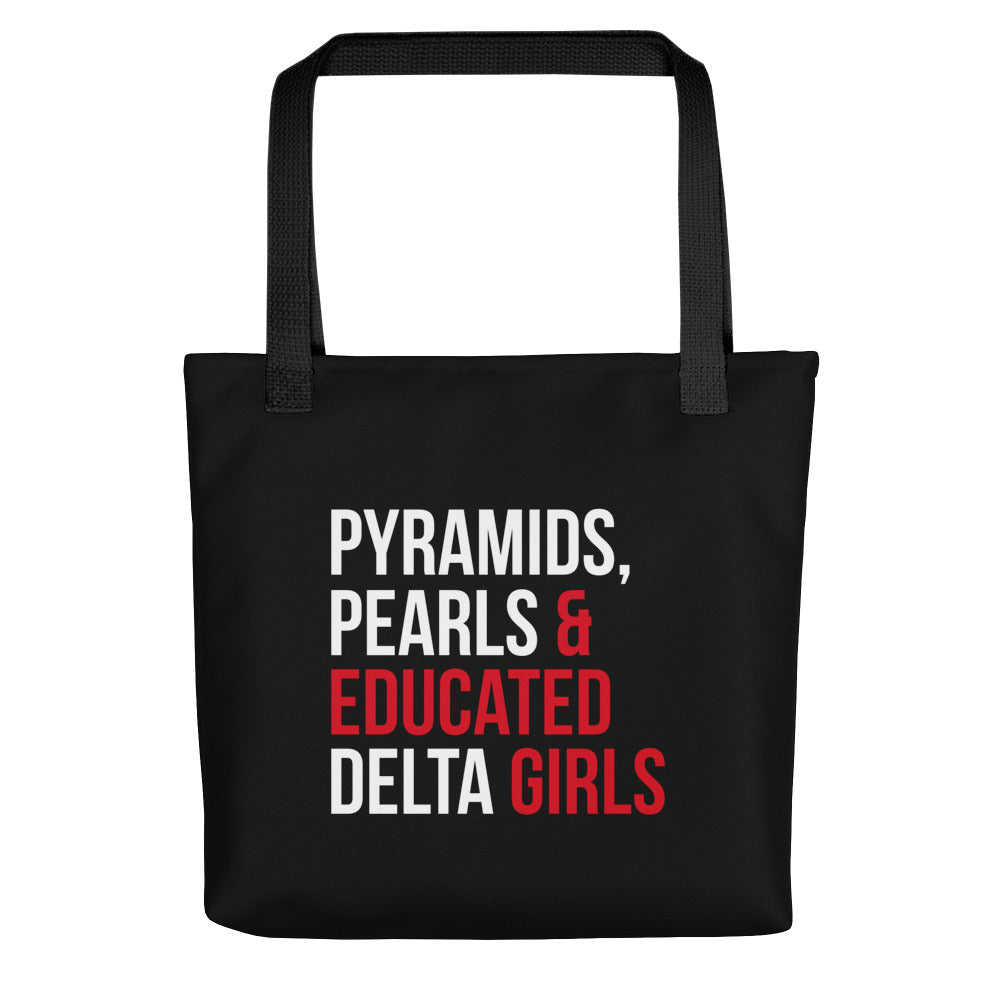 Pyramids Pearls & Educated Delta Girls Tote - Black Multi Black