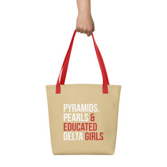 Pyramids Pearls & Educated Delta Girls Tote - Cream & Multi