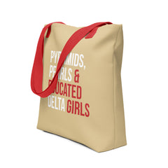 Pyramids Pearls & Educated Delta Girls Tote - Cream & Multi