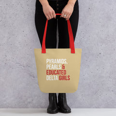 Pyramids Pearls & Educated Delta Girls Tote - Cream & Multi