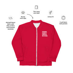 Pyramids Pearls & Educated Delta Girls Bomber Jacket - Crimson & White
