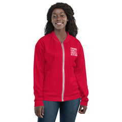 Pyramids Pearls & Educated Delta Girls Bomber Jacket - Crimson & White