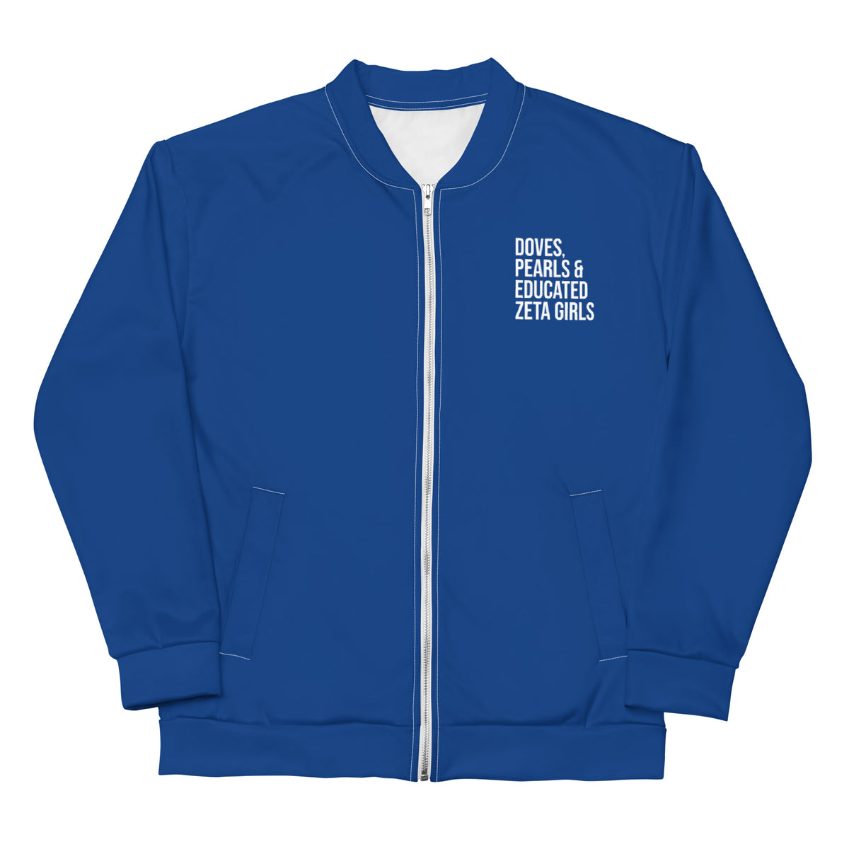 Doves Pearls & Educated Zeta Girls Bomber Jacket - Blue