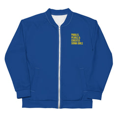 Poodles Pearls & Educated Sigma Girls Bomber Jacket - Blue