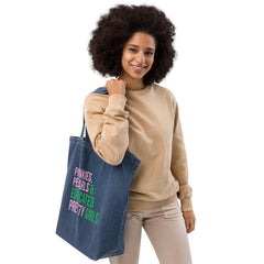 Pinkies Pearls & Educated Pretty Girls Organic Denim Tote Bag