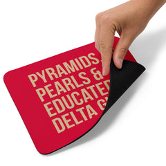 Pyramids, Pearls & Educated Delta Girls Mouse Pad Mouse Pad - Crimson & Cream