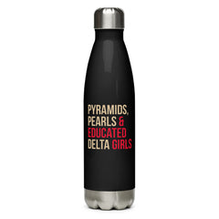 Pyramids Pearls & Educated Delta Girls Stainless Steel Water Bottle -  Crimson & Cream