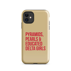 Pyramids Pearls & Educated Delta Girls Tough Case for iPhone® - Cream & Crimson