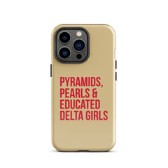 Pyramids Pearls & Educated Delta Girls Tough Case for iPhone® - Cream & Crimson