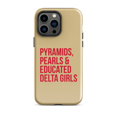 Pyramids Pearls & Educated Delta Girls Tough Case for iPhone® - Cream & Crimson