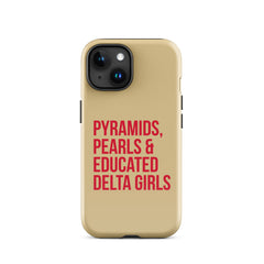 Pyramids Pearls & Educated Delta Girls Tough Case for iPhone® - Cream & Crimson