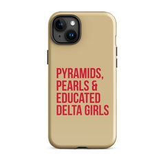 Pyramids Pearls & Educated Delta Girls Tough Case for iPhone® - Cream & Crimson