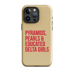 Pyramids Pearls & Educated Delta Girls Tough Case for iPhone® - Cream & Crimson