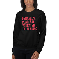Pyramids Pearls & Educated Delta Girls Sweatshirt - Red
