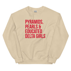 Pyramids Pearls & Educated Delta Girls Sweatshirt - Red