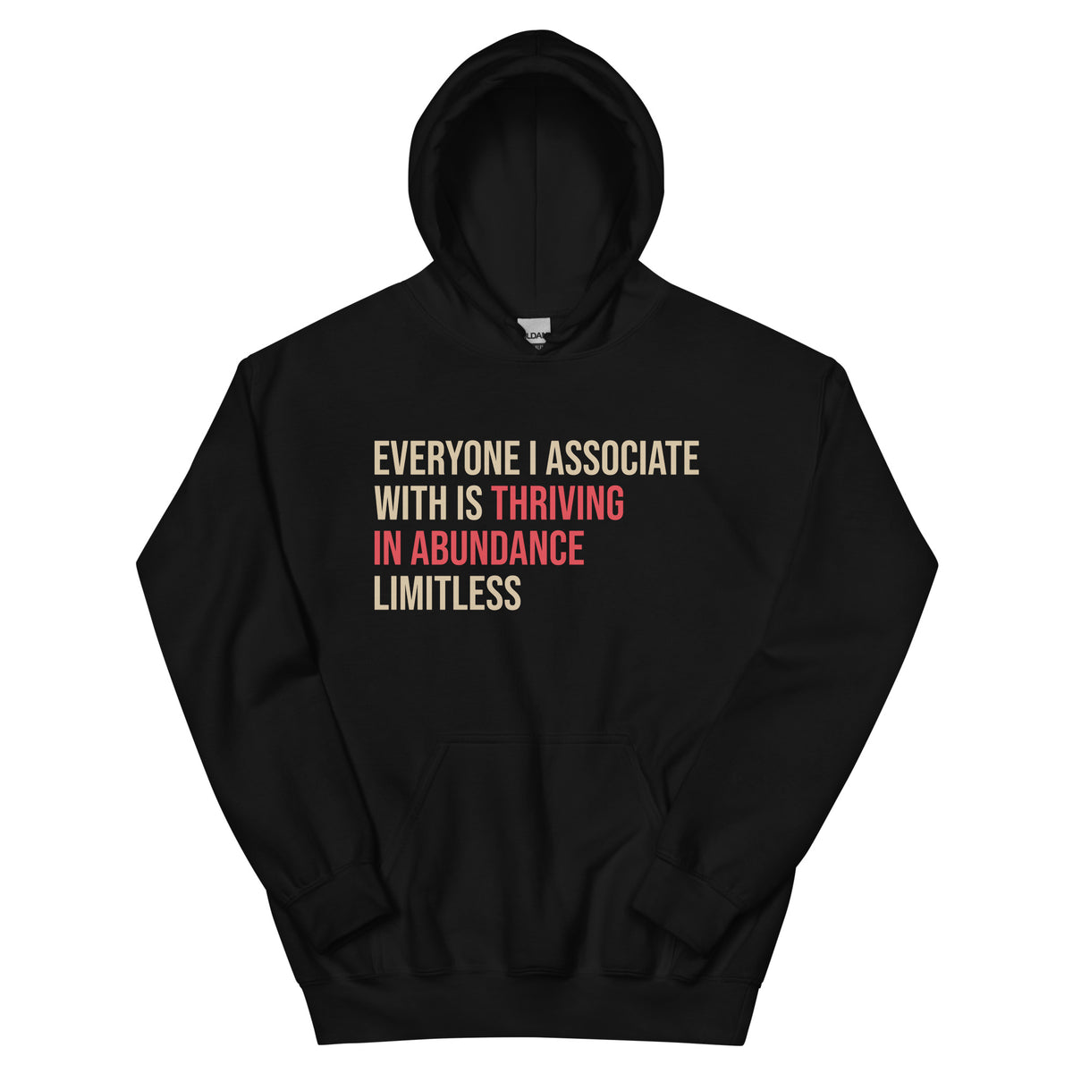 Everyone I Associate With Is Thriving In Abundance Limitless Hoodie - Crimson & Cream