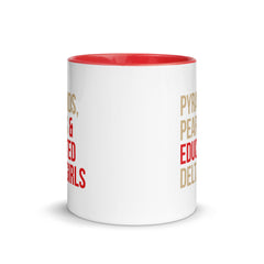 Pyramids, Pearls & Educated Delta Girls Accent Color Mug - Crimson & Cream