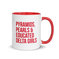 Pyramids Pearls & Educated Delta Girls Accent Color Mug - Crimson
