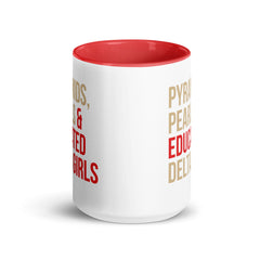 Pyramids, Pearls & Educated Delta Girls Accent Color Mug - Crimson & Cream