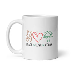 Peace Love Vegan White Glossy Mug