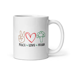 Peace Love Vegan White Glossy Mug